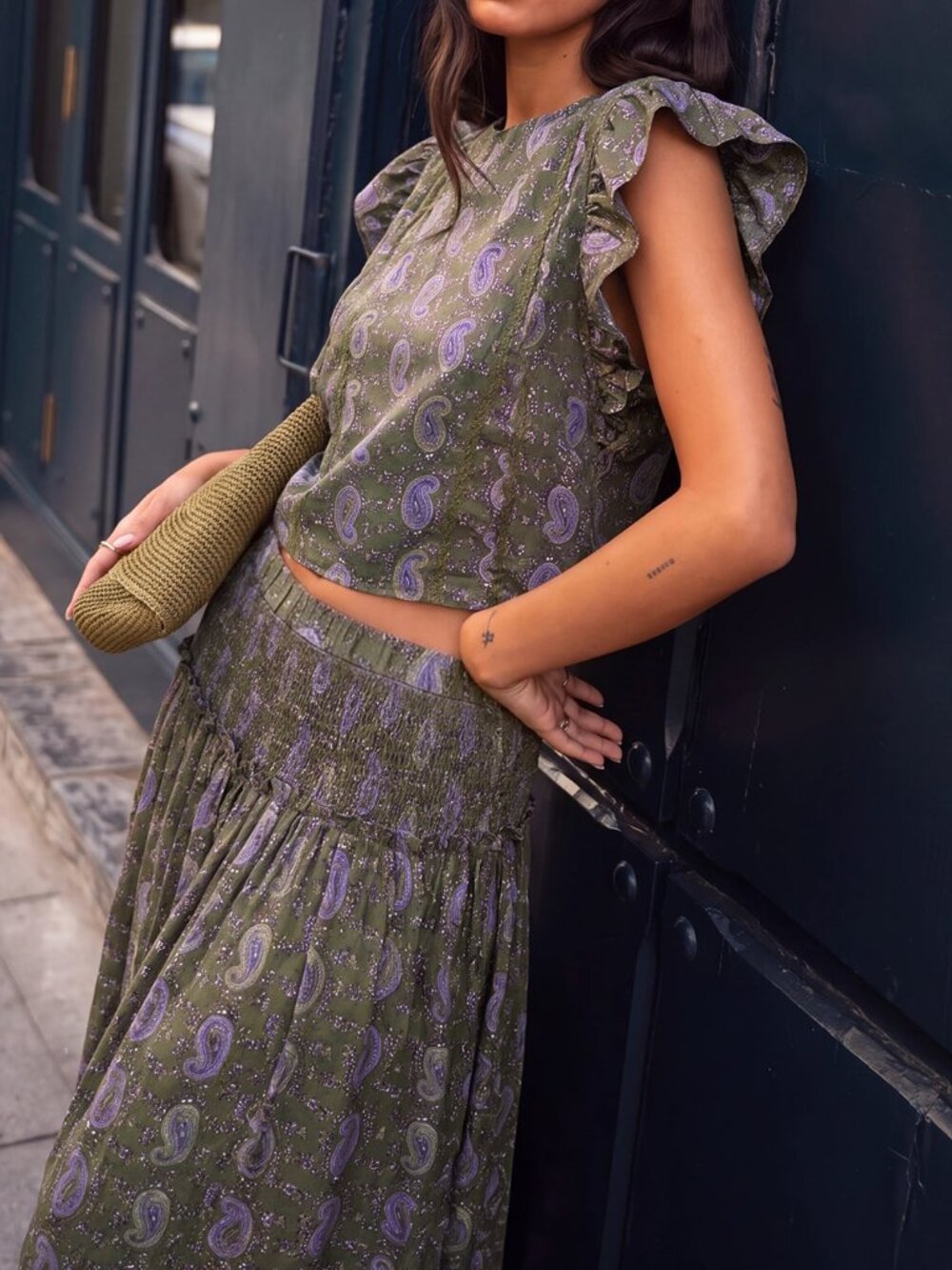 Army Green Boho Women's Two-Piece Set - Picture 6 of 8